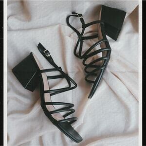 Qupid The Monica Black strappy Sandal chunky heel y2k block heel wedding party